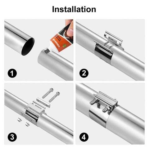 Installation steps for 3 Inch Stainless Steel Exhaust Clamp Set For Butt Joint Connection 2 Pack Band Sleeve Couplers Mufflers Pipes