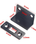 Ultra Slim Magnetic Cabinet Catch for Doors and Closets, black finish latch dimensions 41mm x 16mm, Tight Hold Magnetic Latch