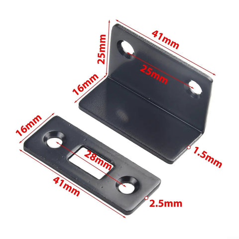 Ultra Slim Magnetic Cabinet Catch for Doors and Closets, black finish latch dimensions 41mm x 16mm, Tight Hold Magnetic Latch