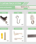 Heavy Duty Aluminum Curtain Track System With Adjustable Ceiling Or Wall Mount 3 Feet To 6 Feet Roller Hooks For Grommet And Pleated Drapes White Finish Built To Last accessories set