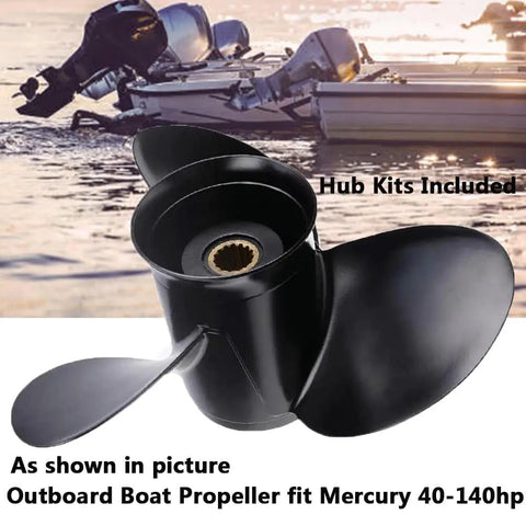 Mercury Outboard Propeller Replacement For 40 To 140 HP Boats With Hub Kits Included, 15 Spline, Right Hand Rotation, OEM Top