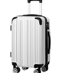 Durable Lightweight Carry On Luggage With PC Plus ABS Hard Shell, Dual Spinner Wheels, TSA Lock, And YKK Zipper, White Grid Finish 20 Inch