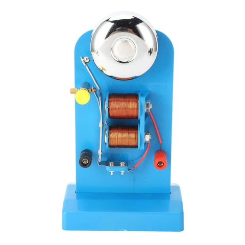 Hands On Electromagnet Experiment Kit For Physics Class And Home School Projects Electric Bell Demonstration Tool Magnetic Field Experiments For Schools Student Friendly Easy Setup With DC Power 3-6V featuring an electric bell setup with coils and wires on a blue base.