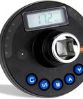 Half Inch Digital Angle Torque Adapter with display, 12.5-250.7 ft lbs torque, angle readout, buzzer, LED alerts, AD4 340CN Blue