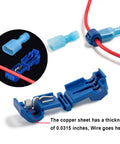 T Tap Wire Connectors Kit For Car Audio And Speaker Wiring, Quick Splice Self Stripping Terminals, blue connectors with red wire