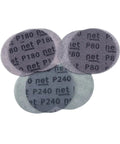Get Some Smooth Finish With These 20 Piece 3 Inch Mesh Sanding Discs Offering Sweet Anti-Blocking Action From 80 To 240 Grit Plus Dust Vent Holes For Cleaner Work on Both Wood And Metal Projects Today, displaying various grit discs.