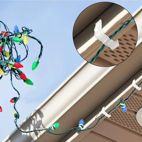 Christmas Light Clips For Fascia Boards Fits One To One And Five Eighths Inch Thickness Roof Gutter Fence Hooks White 100 Pieces Easy Install Outdoor Holiday Decor