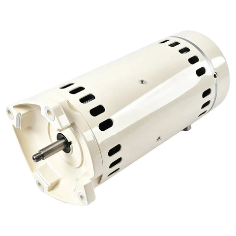 Rock Solid 1 HP Single Speed Pool Pump Motor Compatible With Pentair Whisperflo Superflo 115V 230V 3450 RPM Almond Casing Heavy Duty Build showing detailed side view.