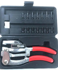 Heavy Duty Sheet Metal Hole Punch Kit Hand Held Power Punch Set 3/32 Inch To 9/32 Inch with red handles in plastic case