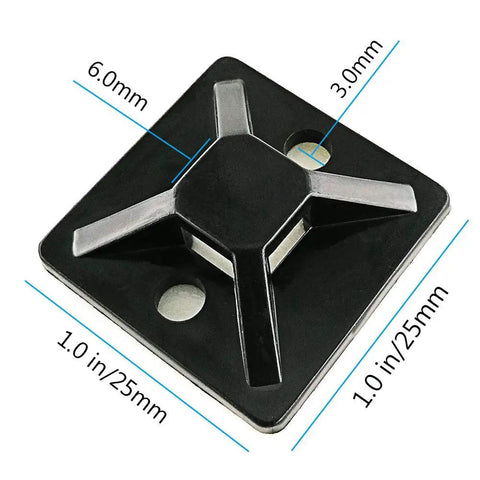 Self Adhesive Cable Tie Mounts With Screw Holes 1x1 Inch Square Black Base Holder And Heavy Duty ABS Mounts DIY Friendly 100 Pack For Wiring Organization Indoor Outdoor Waterproof