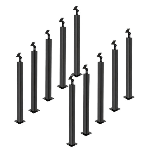 Badass Matte Black High Strength Iron Handrail Post 35 37 Inch Undrilled 270 Degree Adjustable Contemporary Retro Deck Railing System view from above showing multiple posts.