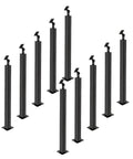 Heavy Duty Matte Black Holeless Railing Post For Deck Balcony Rock Solid No Drill Install, set of 10 upright supports.