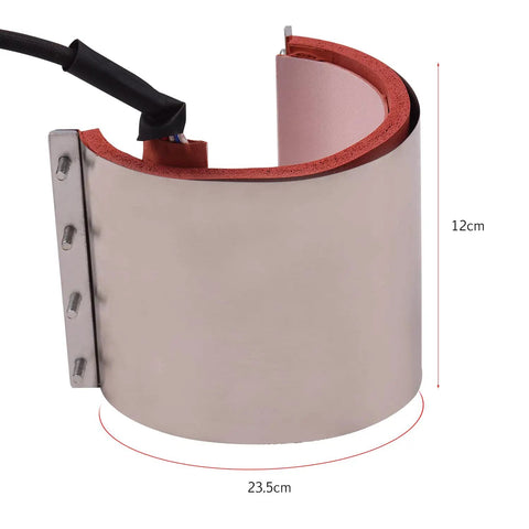 11oz Mug Press Attachment for Heat Press Machines with aluminum element and silicass gel, side view showing dimensions