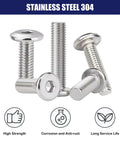 30 Piece M6 30mm Flat Head Hex Socket Cap Screws Bolts In 304 Stainless Steel 18 8 Fully Threaded Hex Drive Fasteners