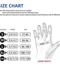 Size chart for Heavy Duty Black Nitrile Disposable Gloves Medium 8 Mil Thick 100 Pack showing glove sizes and hand width measurements.