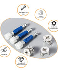 Top Shelf Cam Lock Hardware Kit With Heavy Duty Screws And Dowels, No Sweat Furniture Repair Set includes durable screws and fasteners.