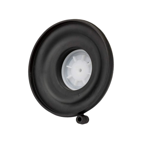 Front view of PGV diaphragm irrigation valve replacement, black plastic housing with white inner core, fits 3/4" and 1" PGV valves.