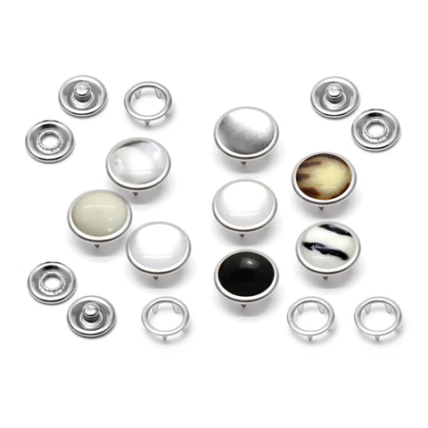 Pearl Snap Fasteners 20 Sets 10.5mm Cloudy White Pearl Popper Buttons For Western Shirts And Cowgirl Clothes Pearl Like Studs