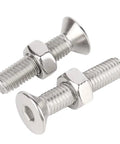 M6 Countersunk Hex Socket Head Screws And Nuts Kit, 40 Sets, 304 Stainless Steel Fasteners For Indoor Outdoor DIY Projects, Built To Last With Strong Threads, Smooth Finish, Easy To Tighten, shown with screws and nuts