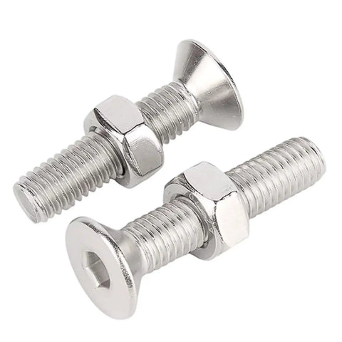 M6 Countersunk Hex Socket Head Screws And Nuts Kit, 40 Sets, 304 Stainless Steel Fasteners For Indoor Outdoor DIY Projects, Built To Last With Strong Threads, Smooth Finish, Easy To Tighten, shown with screws and nuts