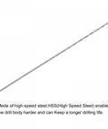 Single drill from 10 Piece 0.9mm Mini Micro Twist Drill Bits Set In High Speed Steel With Straight Shank Extra Long 80mm
