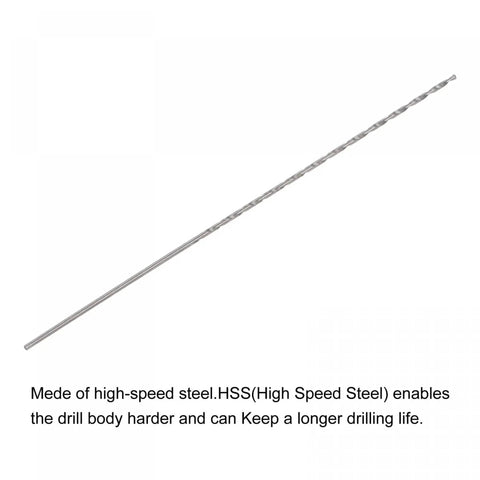 Single drill from 10 Piece 0.9mm Mini Micro Twist Drill Bits Set In High Speed Steel With Straight Shank Extra Long 80mm