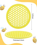 Four Pack Floating Bee Watering Station 7.87 Inch Island Float Tray For Pollinators, shown in yellow foam with honeycomb design