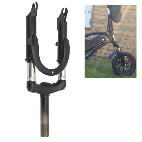 Front Suspension Fork Aluminum Alloy Replacement For Electric Bikes Lightweight MTB Fork shown with e-bike installation