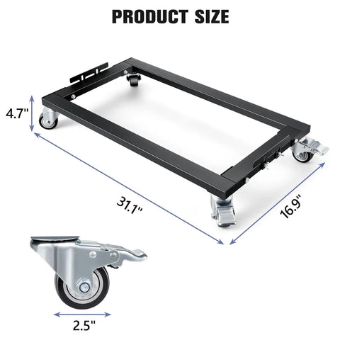 Beast Of A Heavy Duty Furniture Dolly With Reinforced Steel Frame 2200 Lbs Capacity Four Wheel Cart With Brakes dimensions view