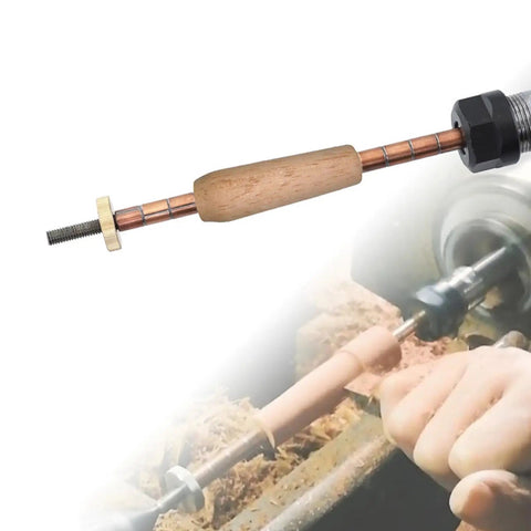 Adjustable 6mm Pen Turning Mandrel for Wood Lathe Projects With Bushing, Steel Construction, Compatible With Taper or Straight Shank