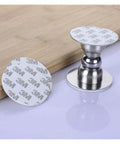 Heavy Duty Stainless Steel Door Stops For Home With Magnetic Noiseless Catch, close-up of stainless steel door stopper with adhesive pad.