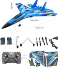 Remote Control Airplane For Beginners With 2.4GHz 2-Channel Flight Gyro Night Lights And DIY Stickers Blue with accessories.