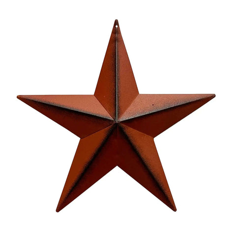 Rustic 3D Metal Barn Star Wall Decor Classic Country Vibe Indoor Outdoor 8 Inch Burgundy All American July Fourth Home Accent