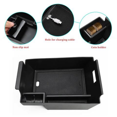 Center Console Organizer Tray For Mercedes GLE And GLS 450 W167 2020 2026 showing non-slip mat, charging hole, coin holder