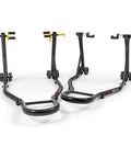 Heavy Duty Motorcycle Stand Lift 850lbs Front And Rear Combo With Front Wheel Dymond Shape And Rear Wheel U Fork Swingarm Spool Stand Ridelock