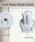 Roller Shade Clutch Repair Kit for 1-1/2 Inch Tubes 38mm with hook mount and open pulley detail