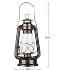 Pack Of 2 Vintage Rustic Lantern Lamps With Edison LED Bulbs, Bronze Rust Finish, 12 Inch Tall, 6 Inch Diameter
