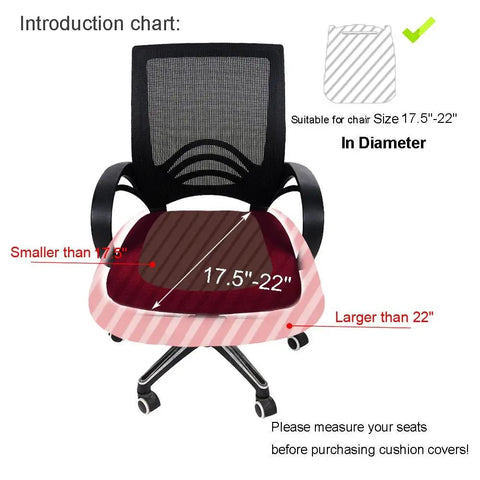 Black office chair showing measurement guide for Stretch Jacquard Office Chair Seat Cover Protector Removable Washable Anti Dust Desk Chair Cushion Guard For Home Office Study Pets Keeps Your Chair Looking Fresh And Scratch Resistant Black