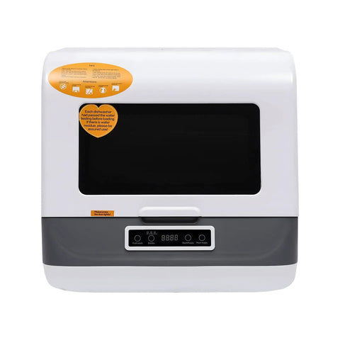 Compact Countertop Dishwasher Featuring Three Wash Modes Quick Standard And Intensive Plus Built In Fruit Washer front view.