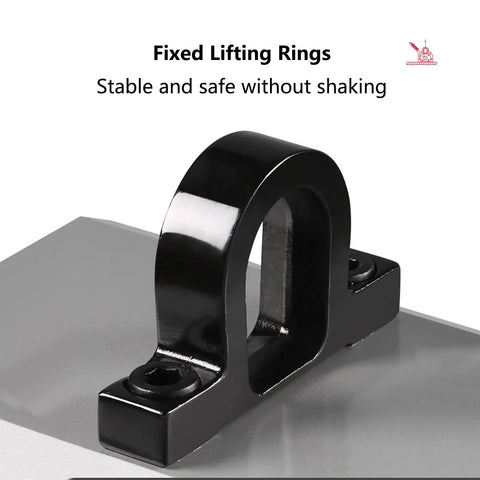 Fixed lifting ring for Heavy Duty Permanent Magnetic Lifter With 2200 Lb Capacity, safe for lifting steel plates.