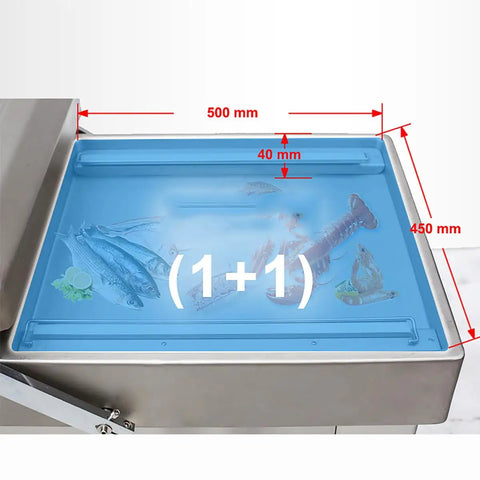 Heavy Duty Double Chamber Vacuum Sealer Is A Total Game Changer For Kitchen Freshness And Pantry Organization Straight Up The Go To Machine To Seal Meat Seafood And Veggies Locking In Taste Without Any Mess, showing dimensions of the sealing chamber.