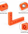 3 Inch Square Positioning Jig Boasts Dead Nuts Accurate 90 Degree Alignment For Cabinet Buildouts Woodworking Corner Clamps Diy No Fuss Assembly Projects Orange Tool showing durable plastic body and metal alloy reinforcement.