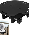 Adjustable Bunk Bed Fan Holder With Heavy Duty Clamp Bracket For Dorm Rooms. Black steel mount with clamp for cooling fan.