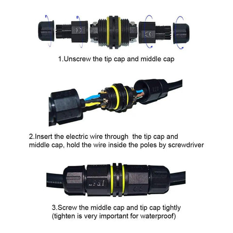 3 Way Waterproof Electrical Junction Box IP68 Outdoor Shielded Connector for Underground Cables assembly instructions