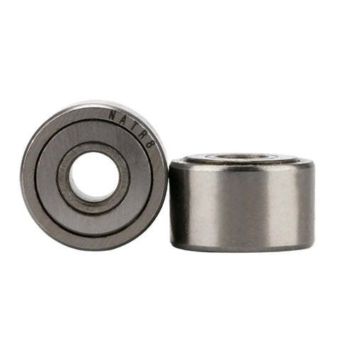 Heavy Duty Support Roller Needle Bearings Built Tough For Smooth Operation And Rock Solid Performance In Demanding Shop Floors With Precision Machining, showing two metal bearings.