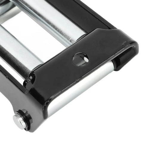 Beefy 2000Lb Winch Roller Fairlead For ATV UTV And Truck Heavy Duty Electric Winch Cable Guide With Erosion Proof Steel Frame For Tough Recovery And Load Bearing close-up of steel rollers and black Q235 frame