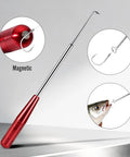 Grab And Go Fishing Pliers Set With Two Magnetic Hook Removers shown with red magnetic handle and hook detail, ideal for anglers.
