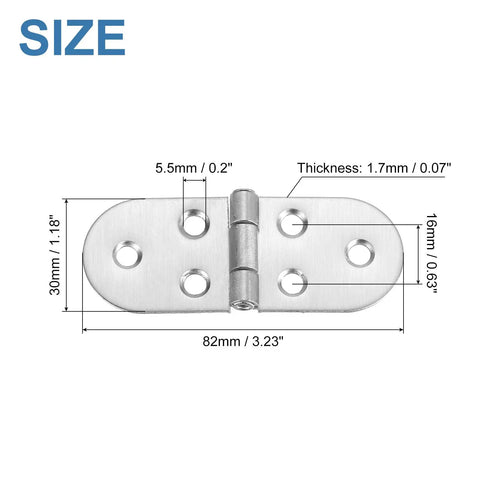 Heavy Duty Folding Table Hinges 4 Pack Stainless Steel Round Edge Brackets Easy Install Hardware For Furniture Build Solid Pivot Zero Drama Assembly Silver Finish Top Shelf Hardware Pick For Weekend Builders dimensions showing size and thickness
