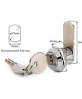 JK503 Keyed Alike Cabinet Lock Rustproof Diecast Alloy And Steel Construction With Chrome Plated Finish with dimensions