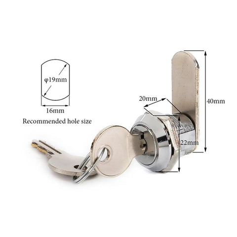 JK503 Keyed Alike Cabinet Lock Rustproof Diecast Alloy And Steel Construction With Chrome Plated Finish with dimensions